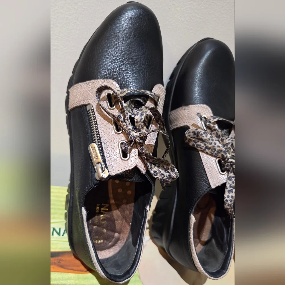 Women's Elios Beije Lizard With Black Leather & Cheetah Laces, Size 7 - Picture 4 of 16